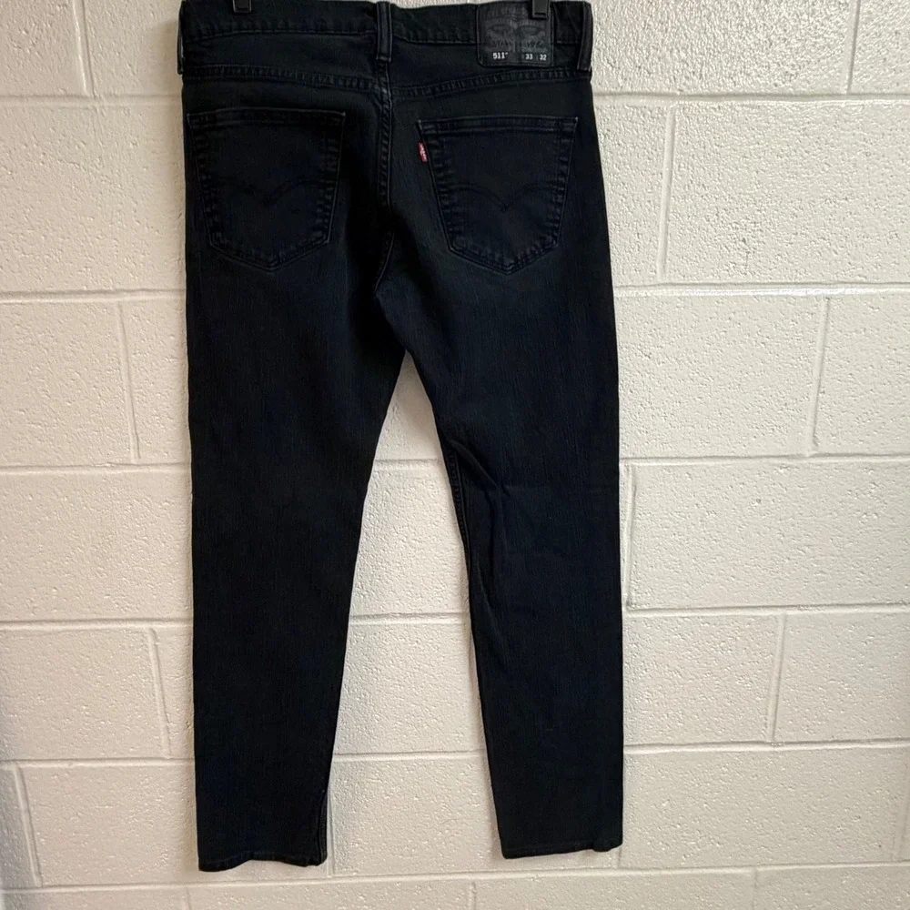 Levis Mens 511 Slim Fit Jeans 33x32 Black Denim Classic Modern Streetwear Pants
